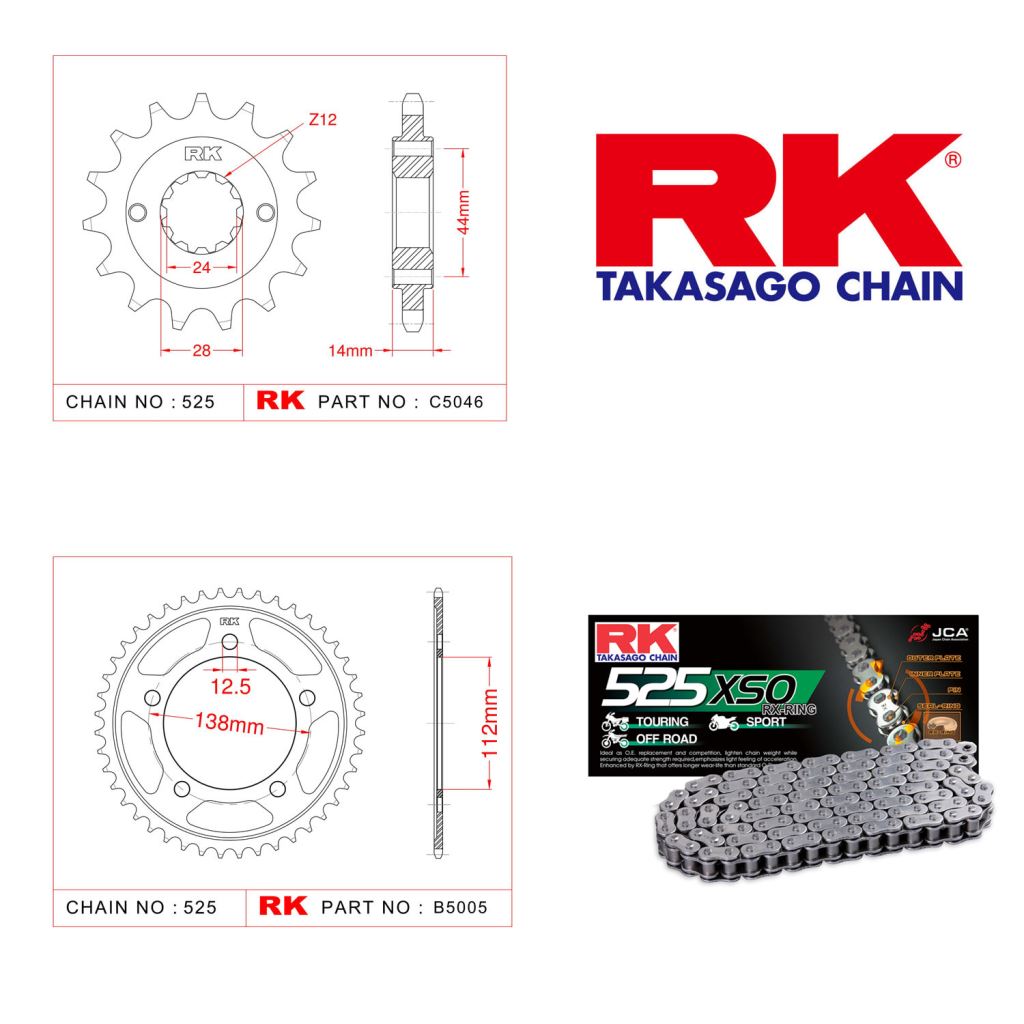 Rk X-ring Zincir Dişli Set 525 XSO-17/41T