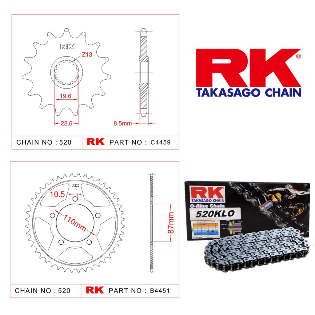 Rk O-ring Zincir Dişli Set 520 KLO 116 L-14/47T