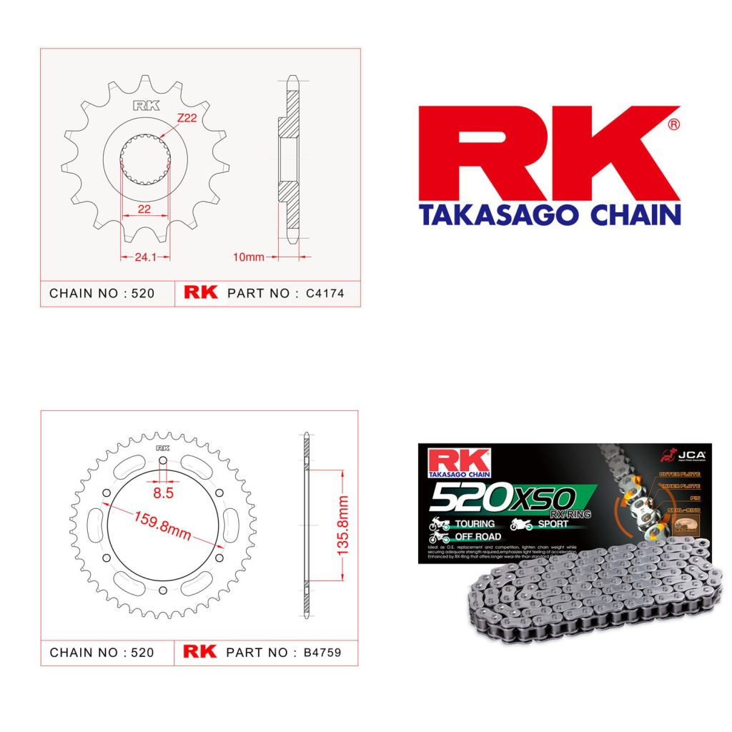 Rk X-ring Zincir Dişli Set 520 XSO-16/47T