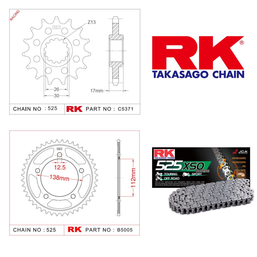 Rk X-ring Zincir Dişli Set 525 XSO-16/45T