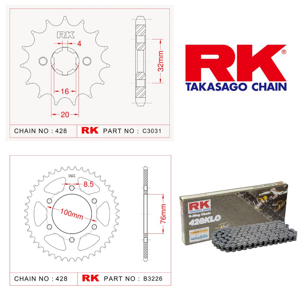 Rk Zincir Dişli Set 428 KLO O-Ring 14/52T