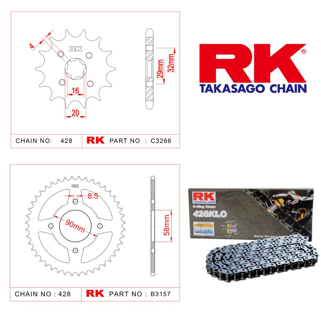 Rk O-ring Zincir Dişli Set 428 KLO 122 L-14/45T