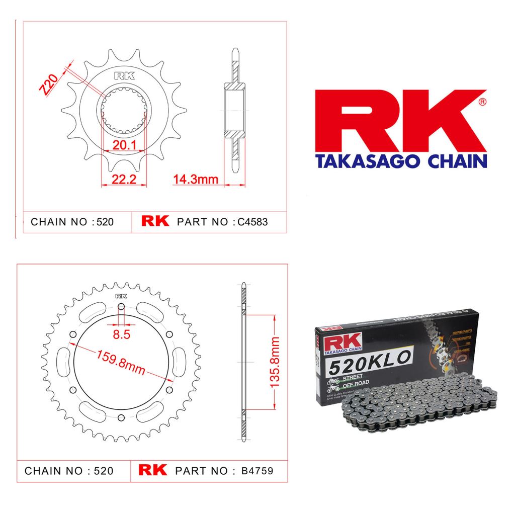 Rk Zincir Dişli Set 520 KLO O-Ring 16/40T