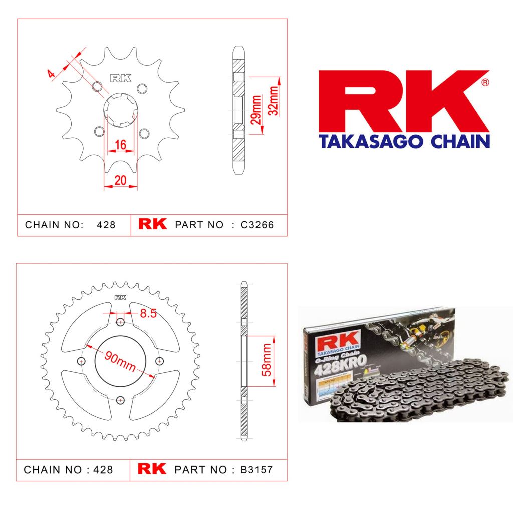 Rk O-ring Zincir Dişli Set 428 KRO 122 L-14/45T