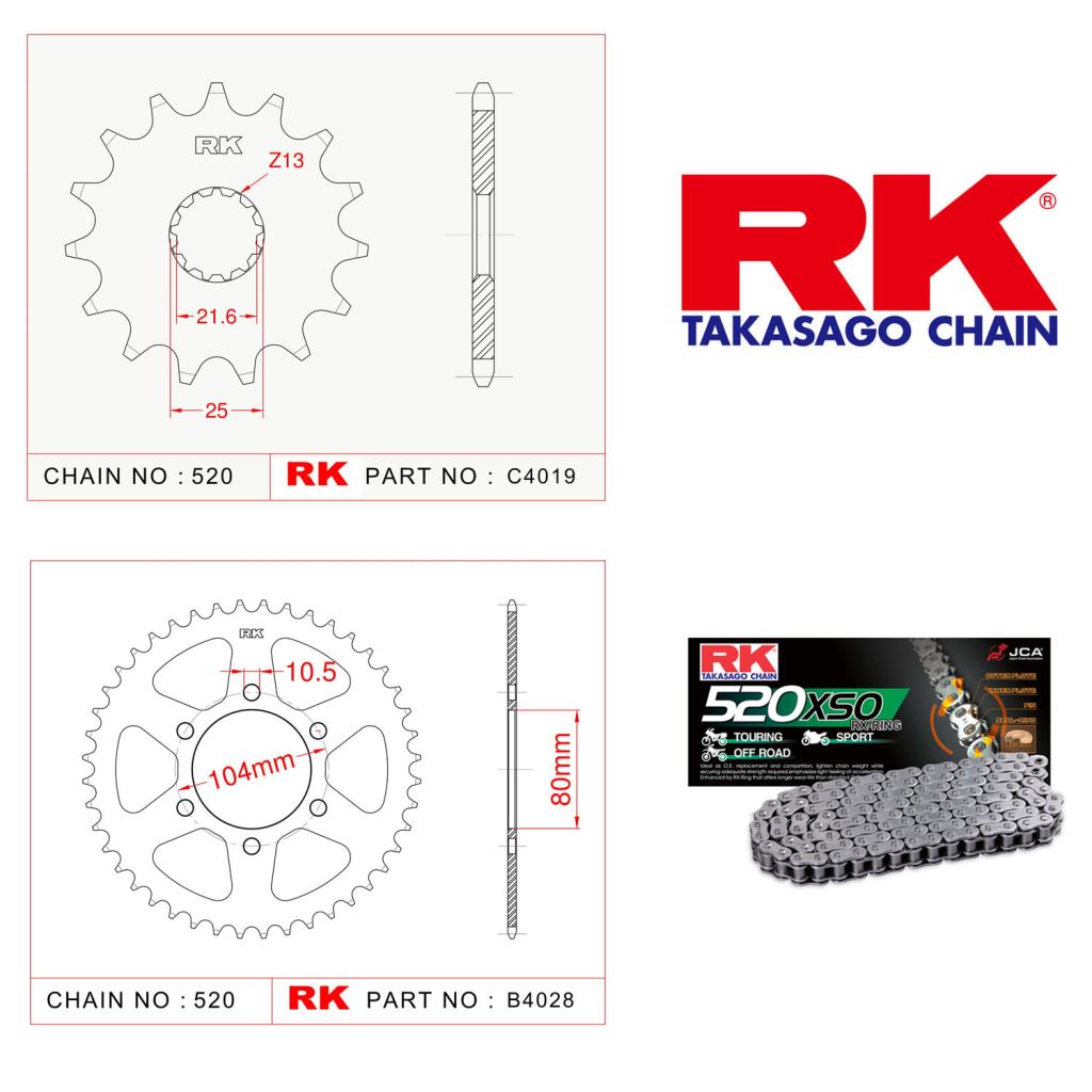 Rk X-ring Zincir Dişli Set 520 XSO-15/46T