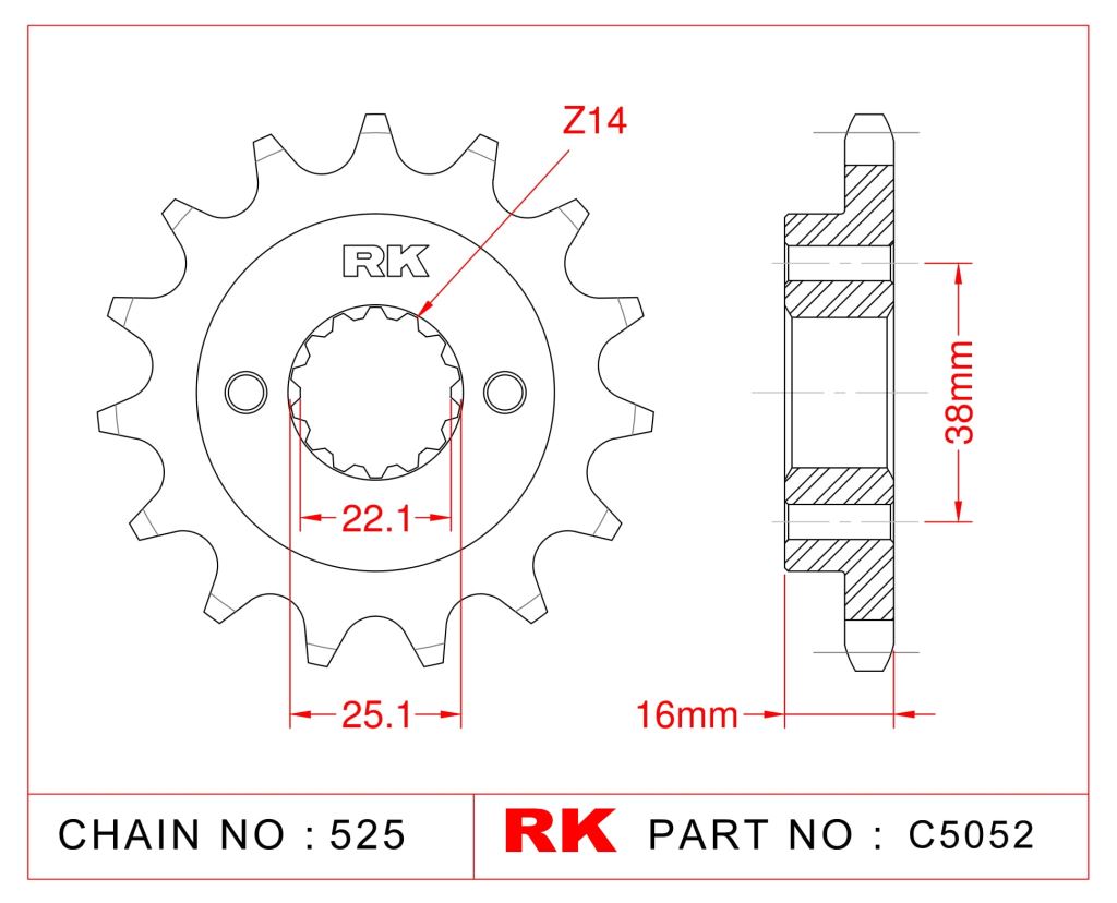 RK Çelik Ön Dişli C5052-15