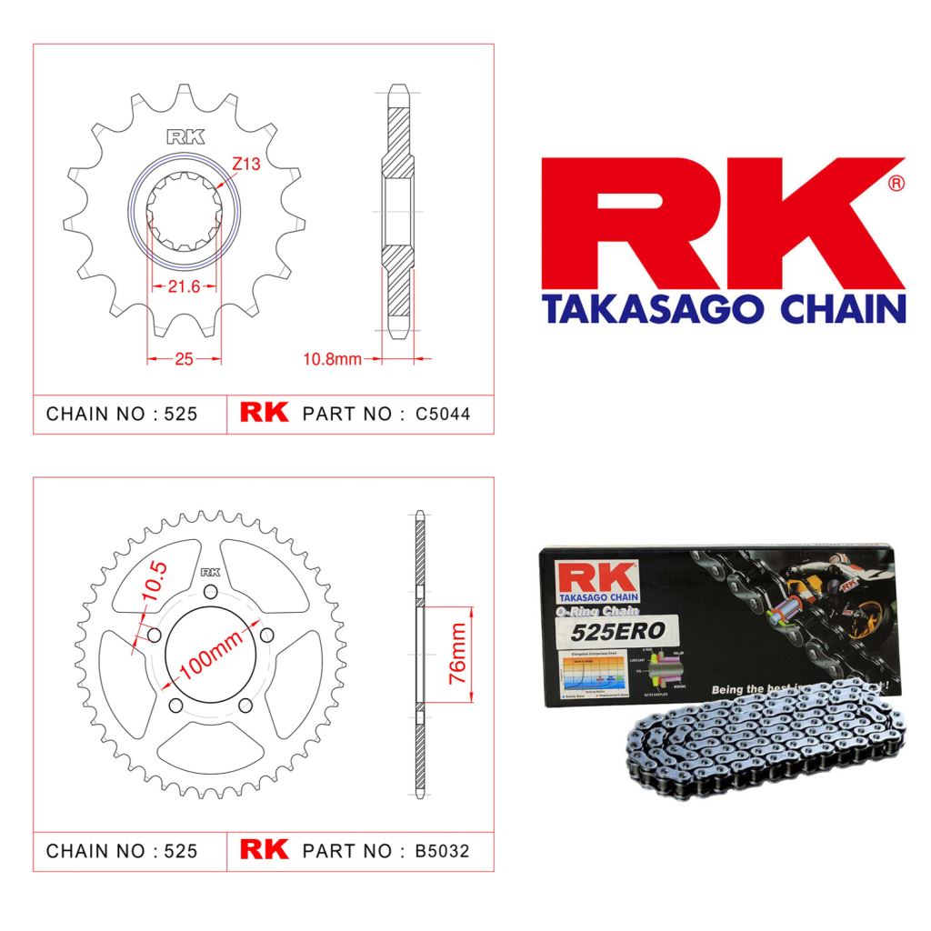 Rk O-ring Zincir Dişli Set 525 ERO 114 L-14/42T