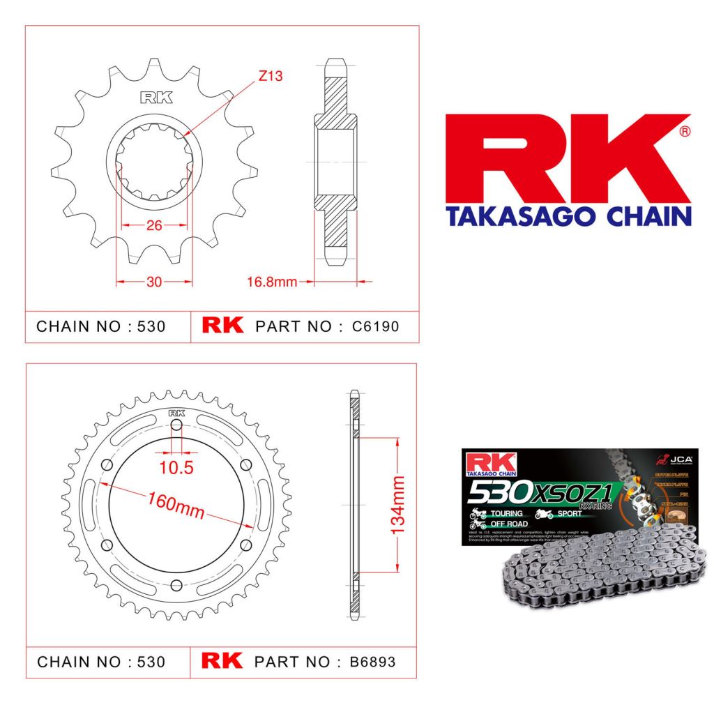 Rk X-ring Zincir Dişli Set 530 XSO-16/42T