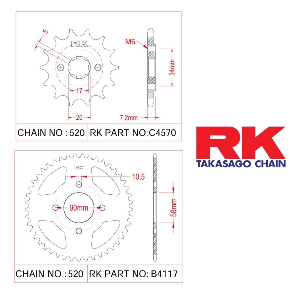 Rk Ön Arka Dişli 13/45T Xpulse 200 4V