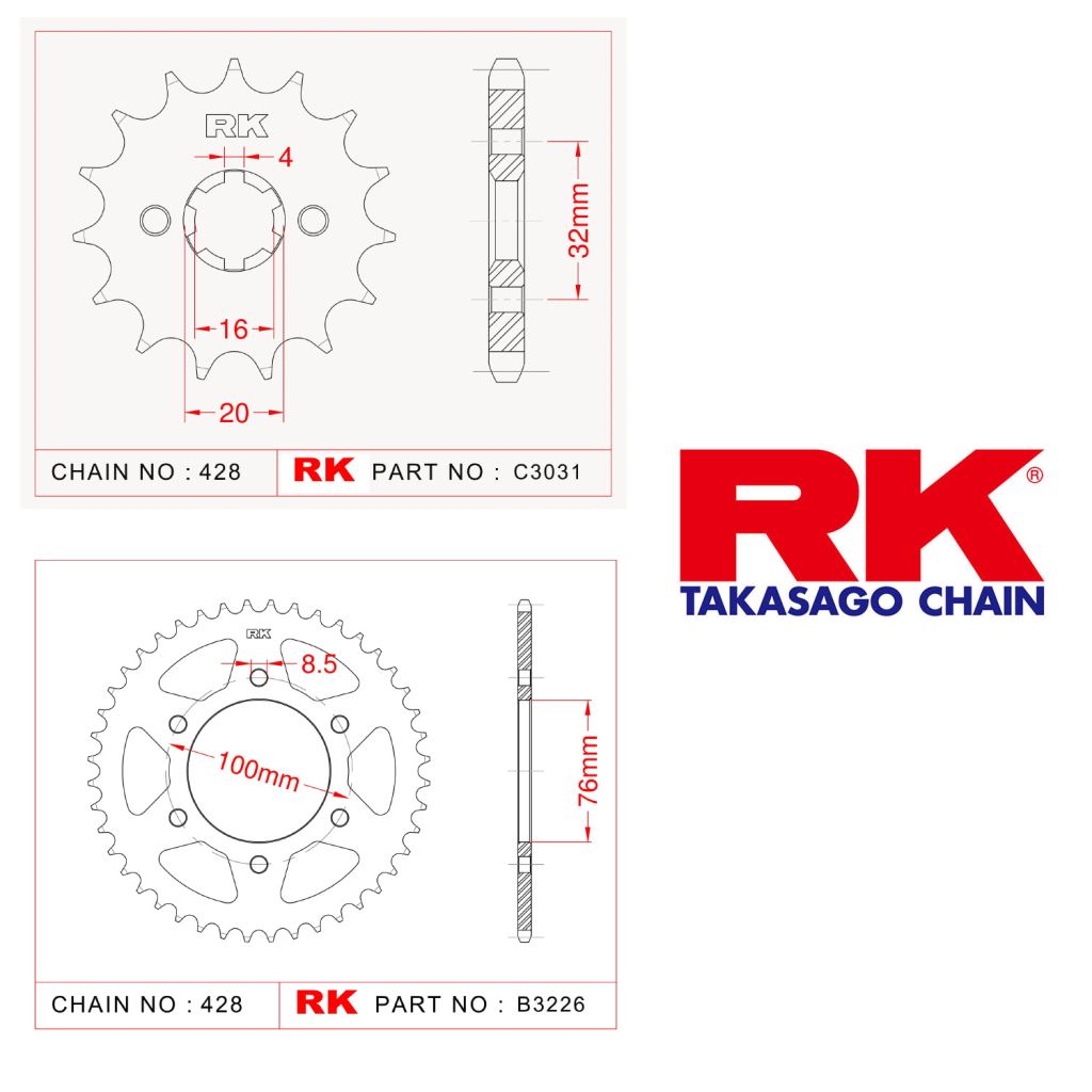 Rk Ön Arka Dişli 428 - 14/52  T