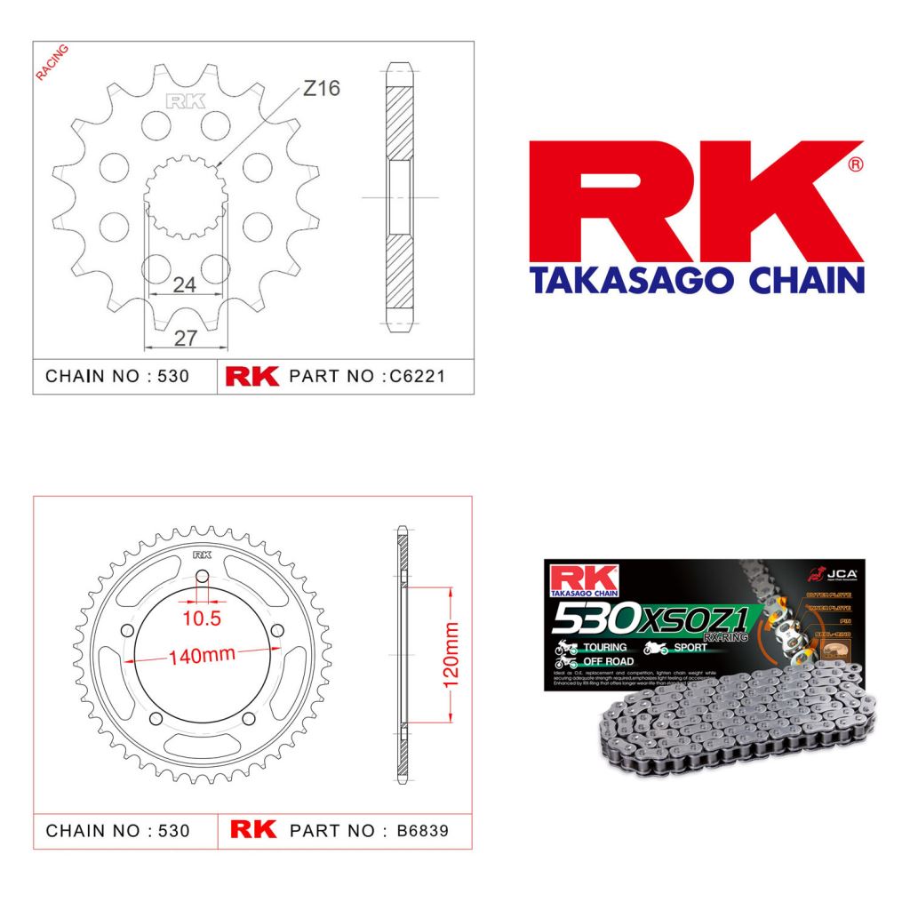 Rk X-ring Zincir Dişli Set 530 XSO-18/43T