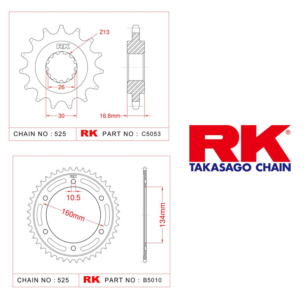 Rk Ön Arka Dişli 525 -16/43T