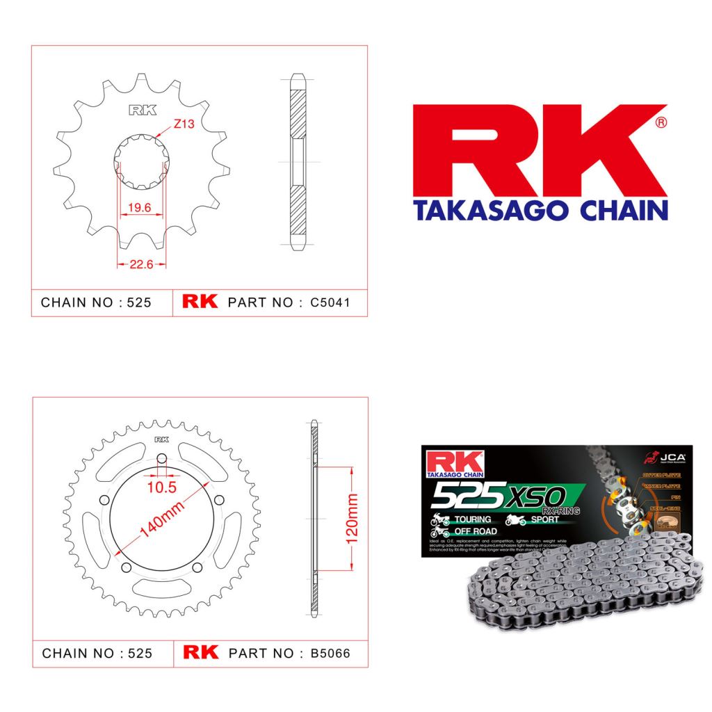 Rk X-ring Zincir Dişli Set 525 XSO-15/47T