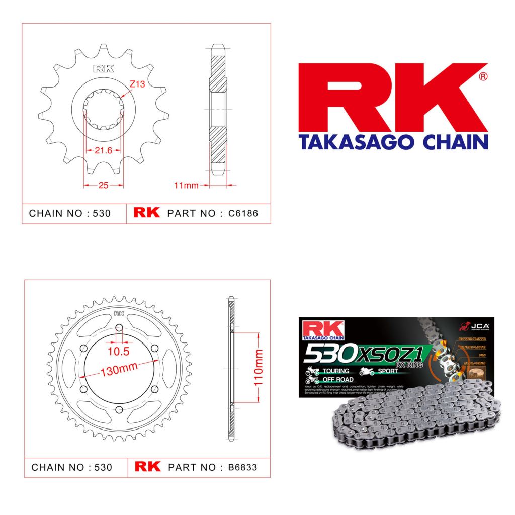 Rk X-ring Zincir Dişli Set 530 XSO-16/48T