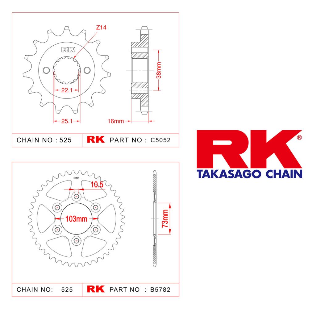 Rk Ön Arka Dişli 525 -15/43T