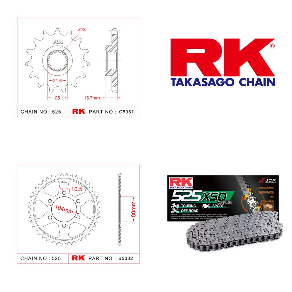 Rk X-ring Zincir Dişli Set 525 XSO-15/40T