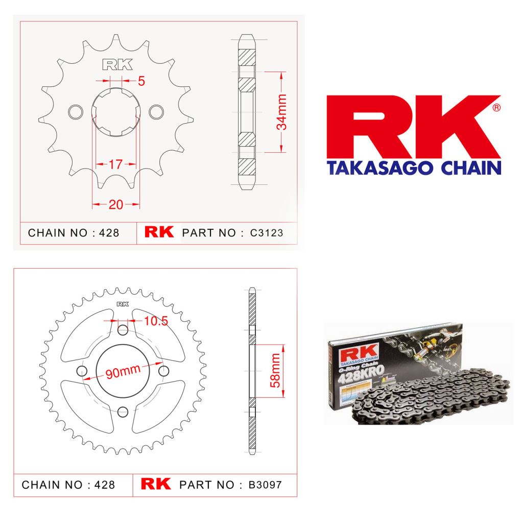 Rk O-ring Zincir Dişli Set 428 KRO 122 L-15/45T