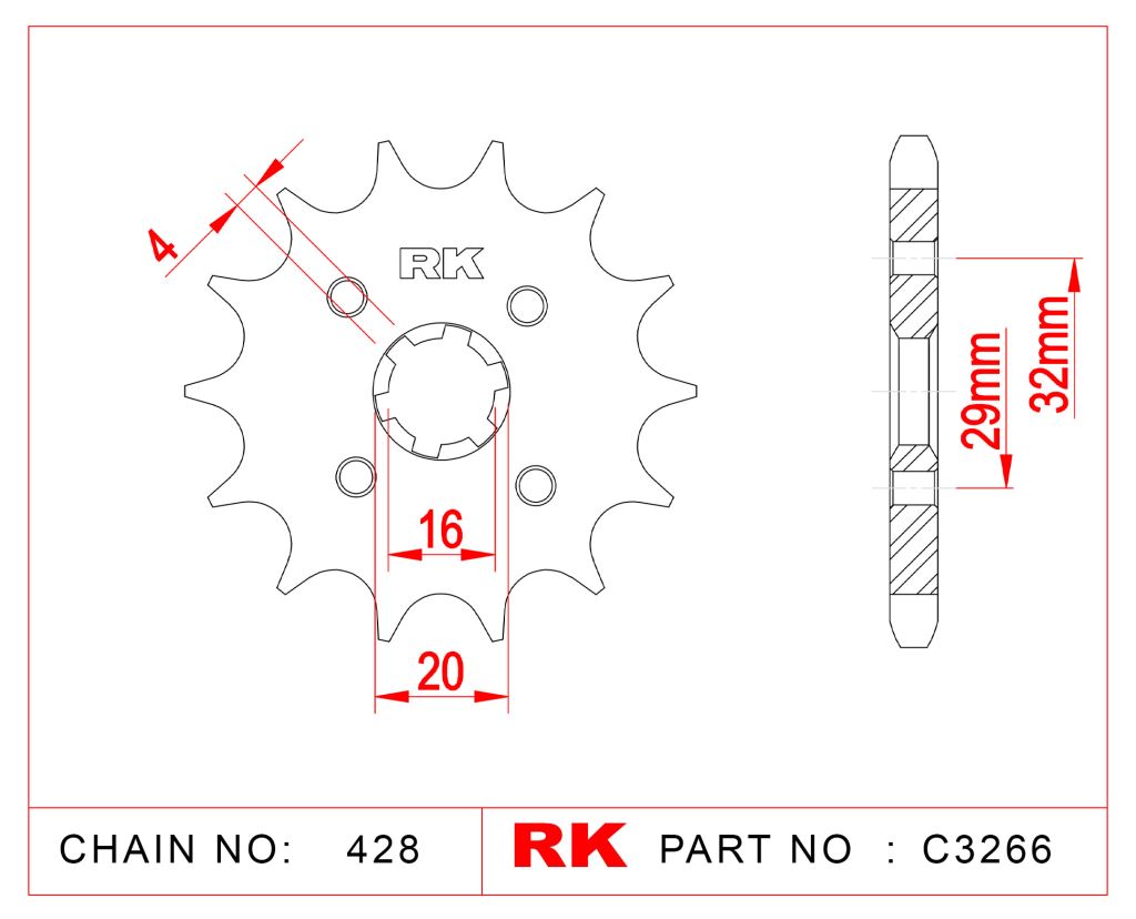 RK Çelik Ön Dişli C3266-14