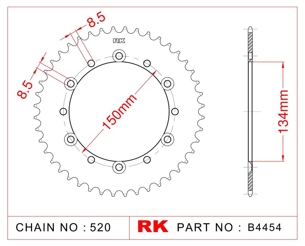 RK Çelik Arka Dişli B4454-50