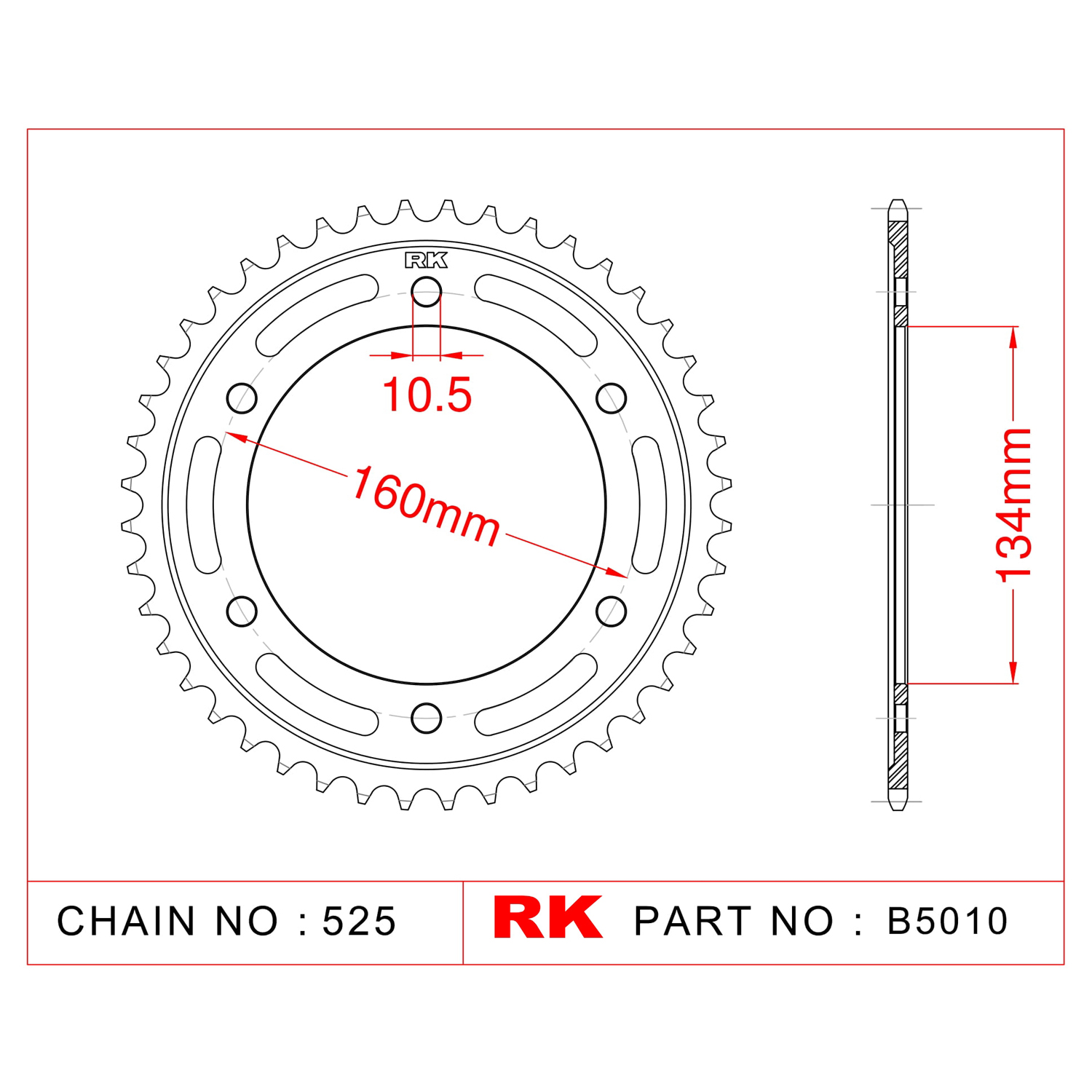 RK Çelik Arka Dişli B5010-45 