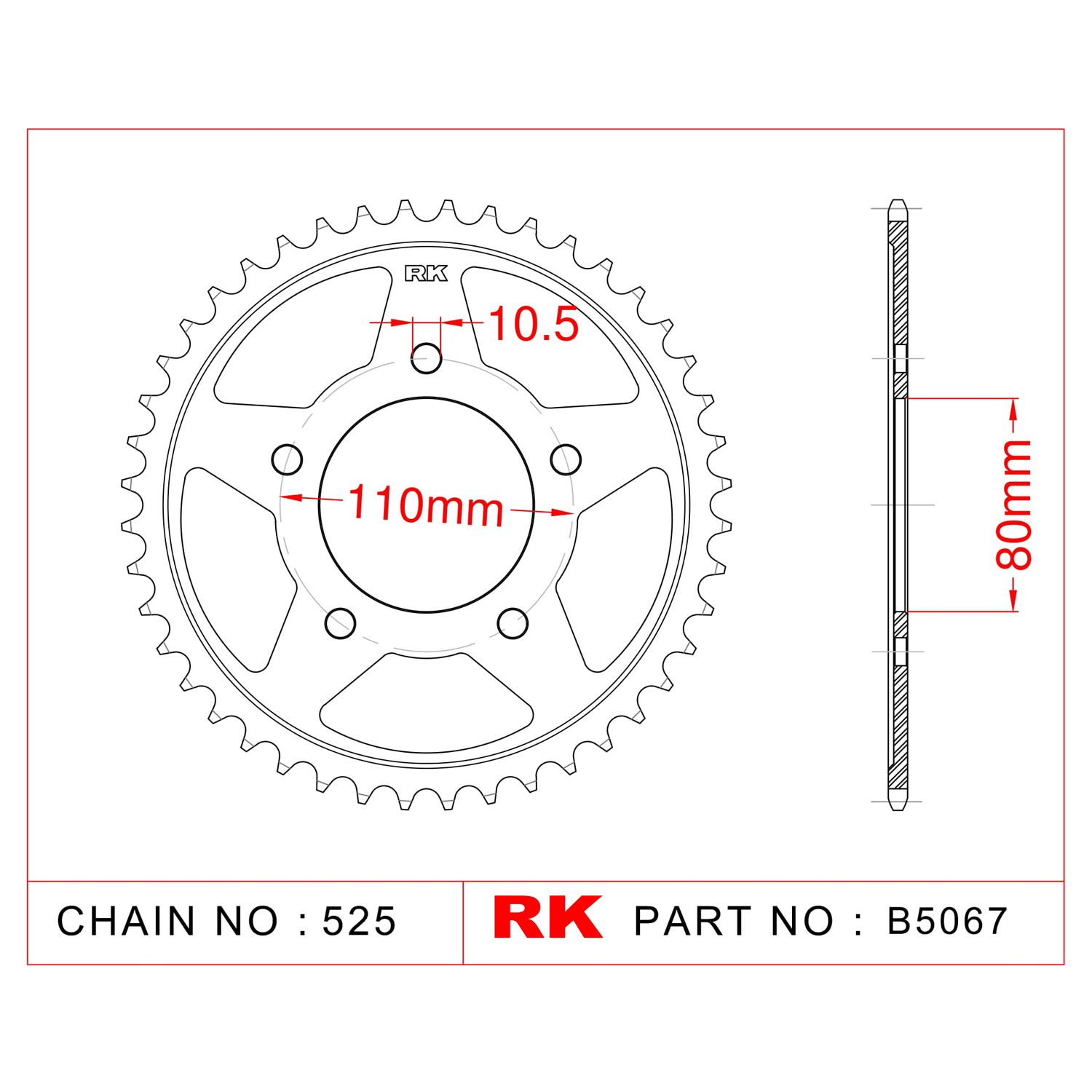 RK Çelik Arka Dişli B5067-44 