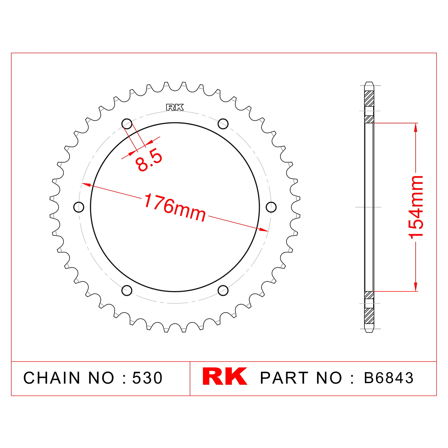 RK Çelik Arka Dişli B6843-43 