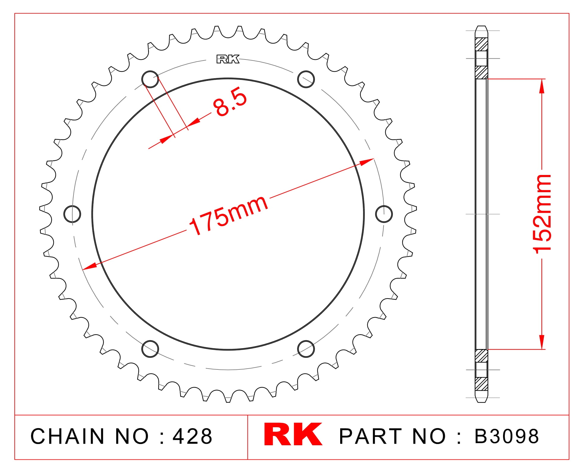 RK Çelik Arka Dişli B3098-53 