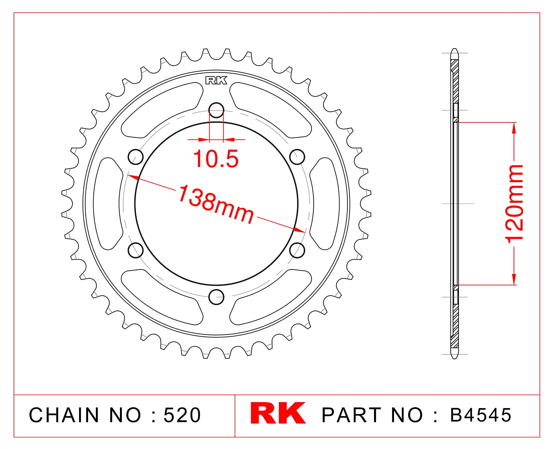 RK Çelik Arka Dişli B4545-38 