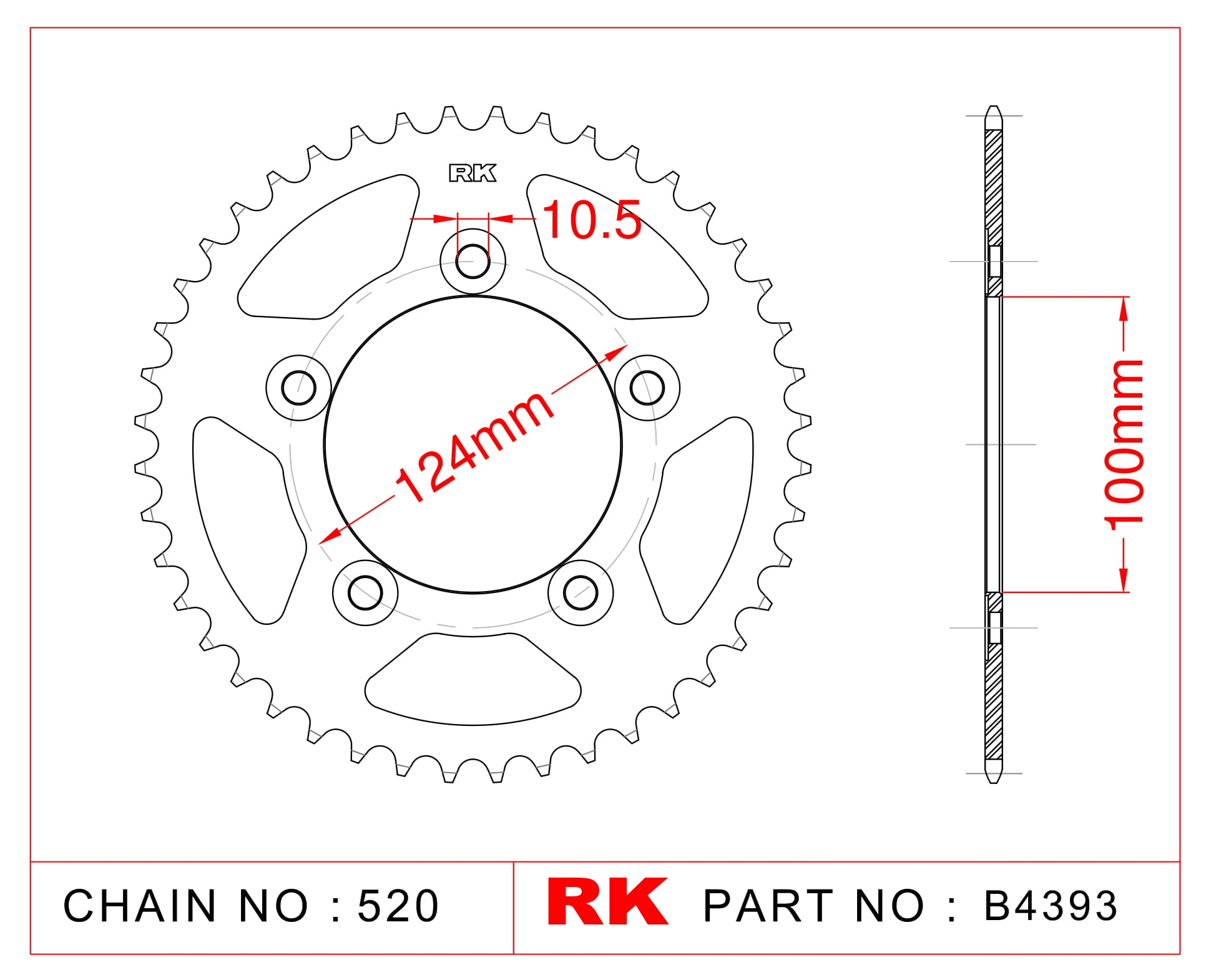 RK Çelik Arka Dişli B4393-44 