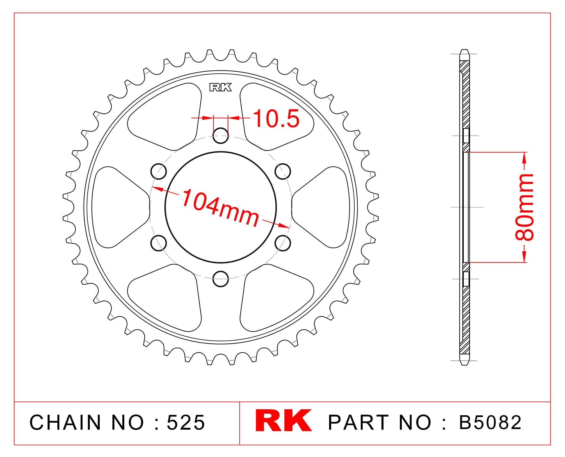 RK Çelik Arka Dişli B5082-43 