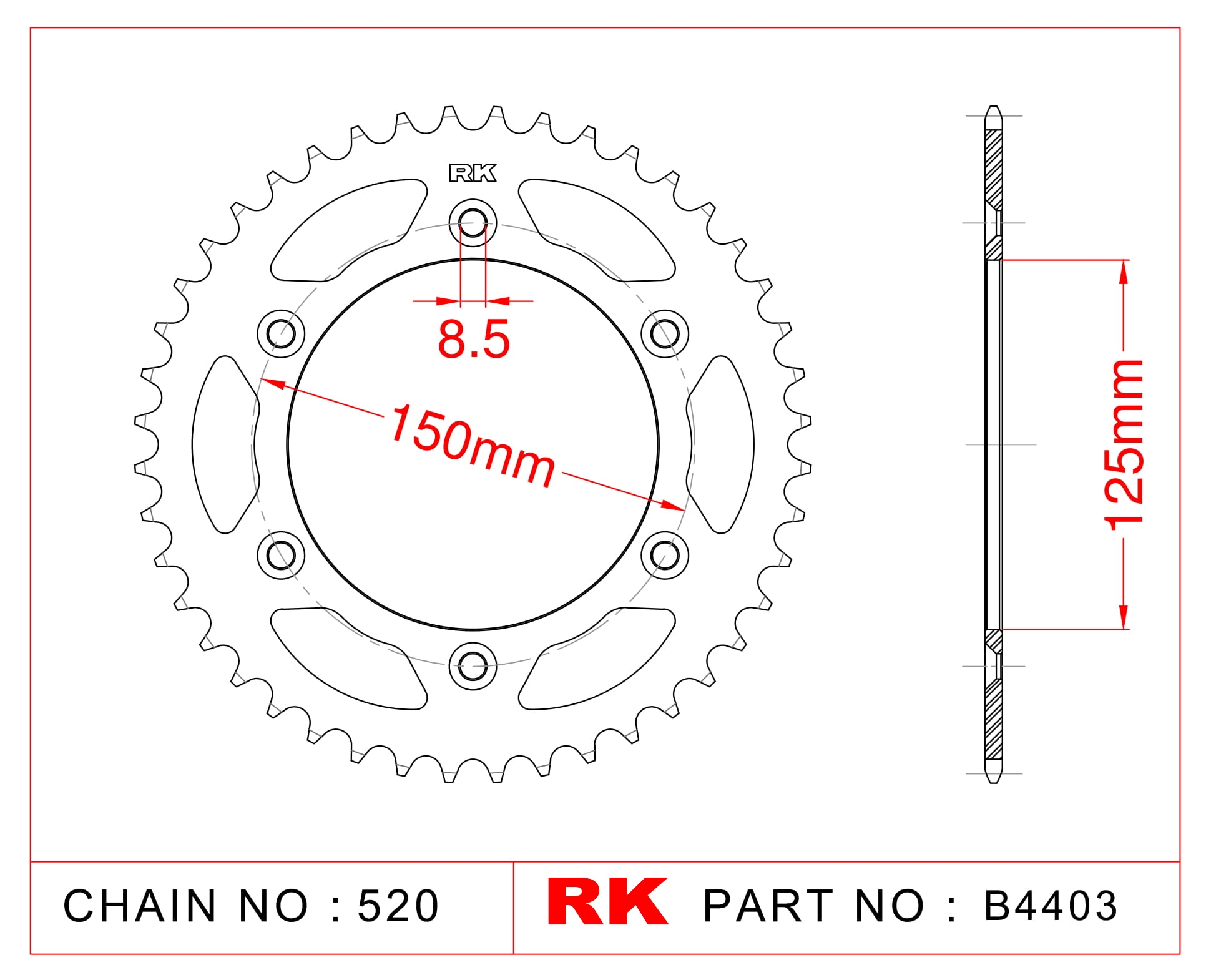 RK Çelik Arka Dişli B4403-42 