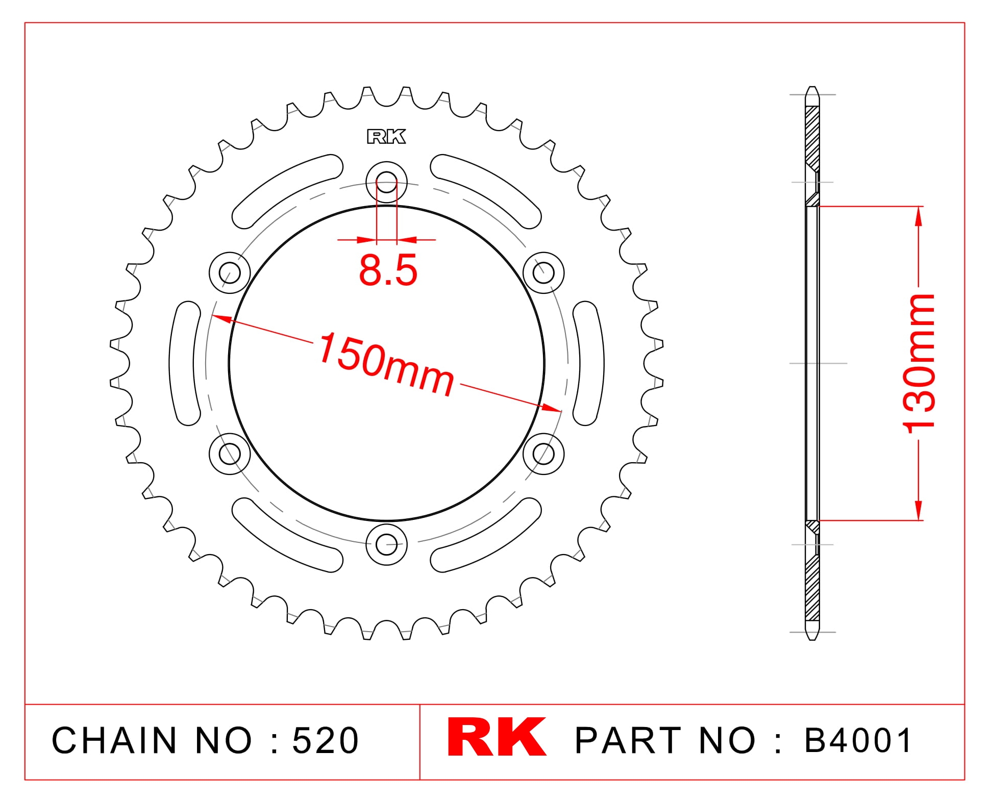 RK Çelik Arka Dişli B4001-52 