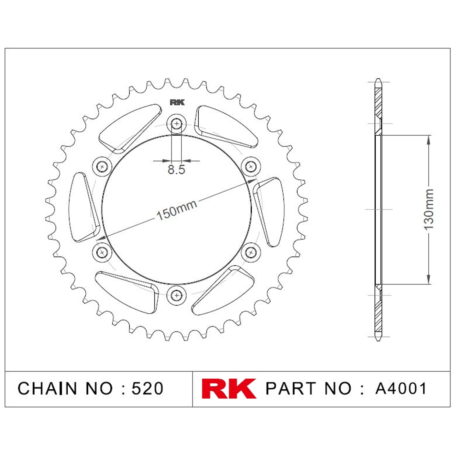 RK Aluminyum Arka Dişli A4001-50-1A 