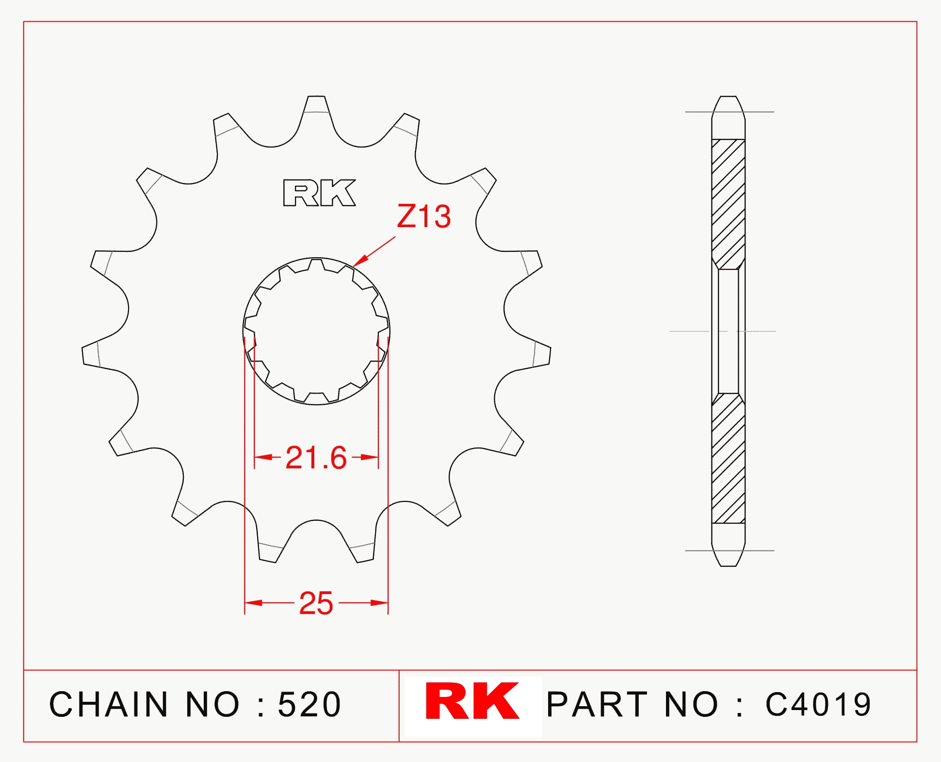 RK Çelik Ön Dişli C4019-15 
