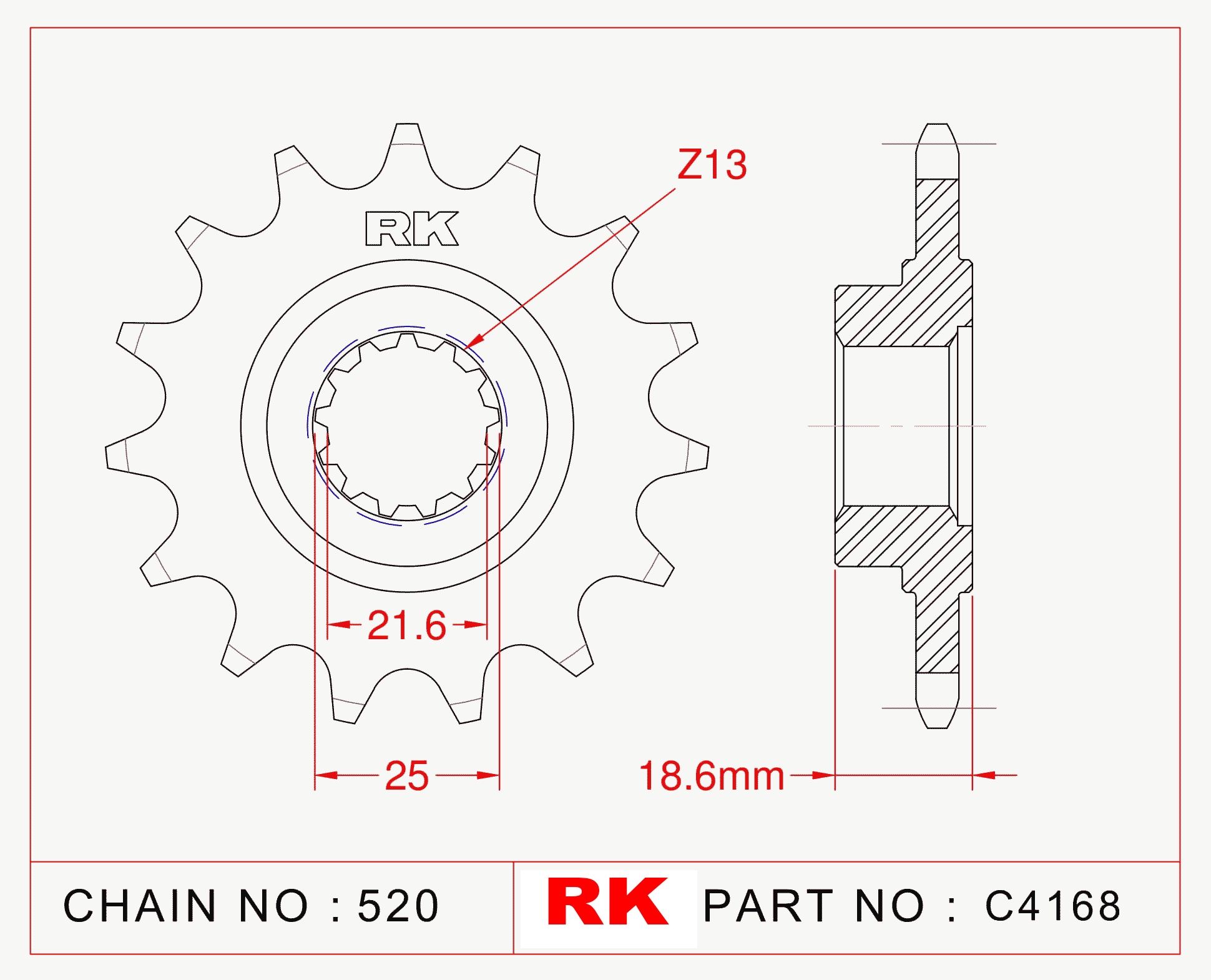 RK Çelik Ön Dişli C4168-15 