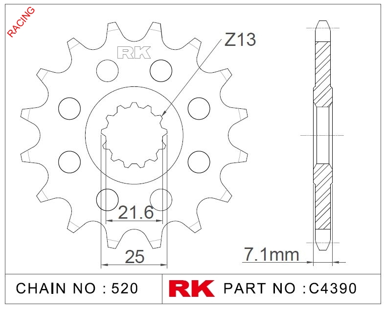 RK Çelik Ön Dişli Racing C4390-16-2Q 
