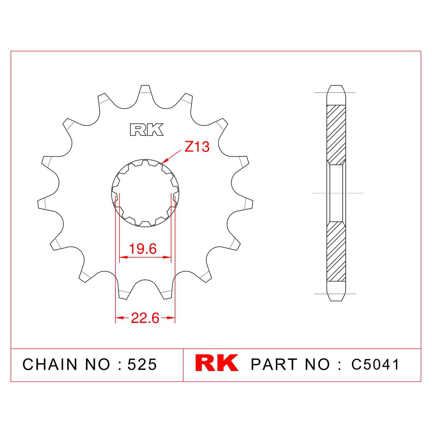 RK Çelik Ön Dişli C5041-16 
