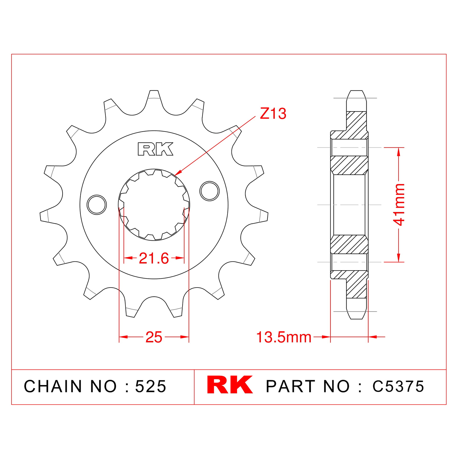 RK Çelik Ön Dişli C5375-16 