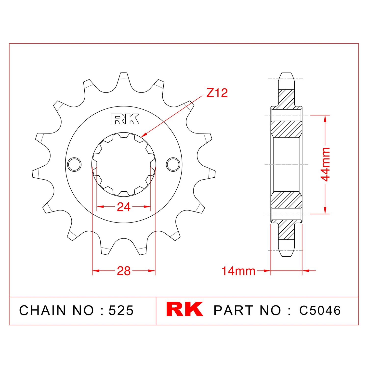 RK Çelik Ön Dişli C5046-17 