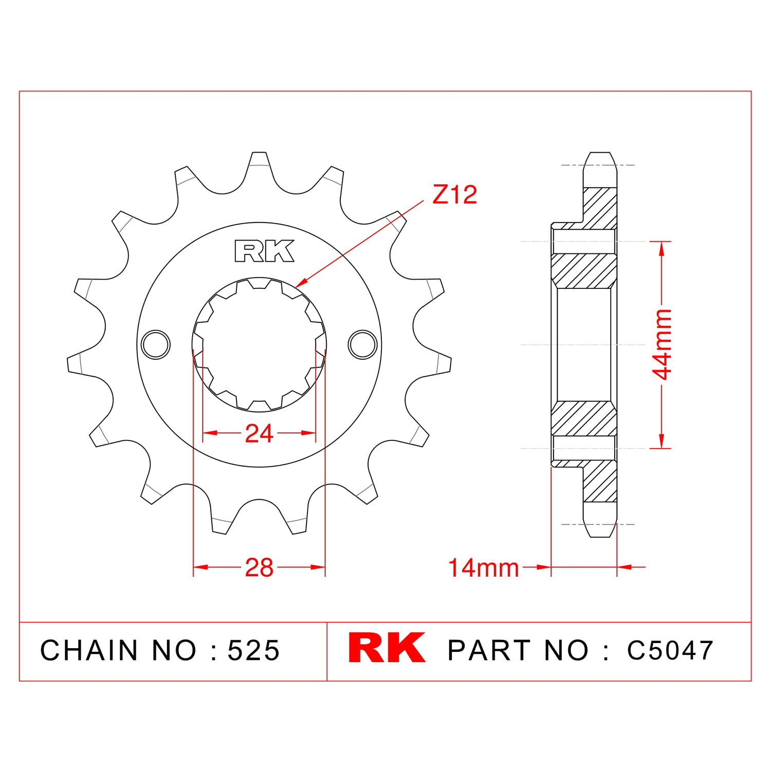 RK Çelik Ön Dişli C5047-16 