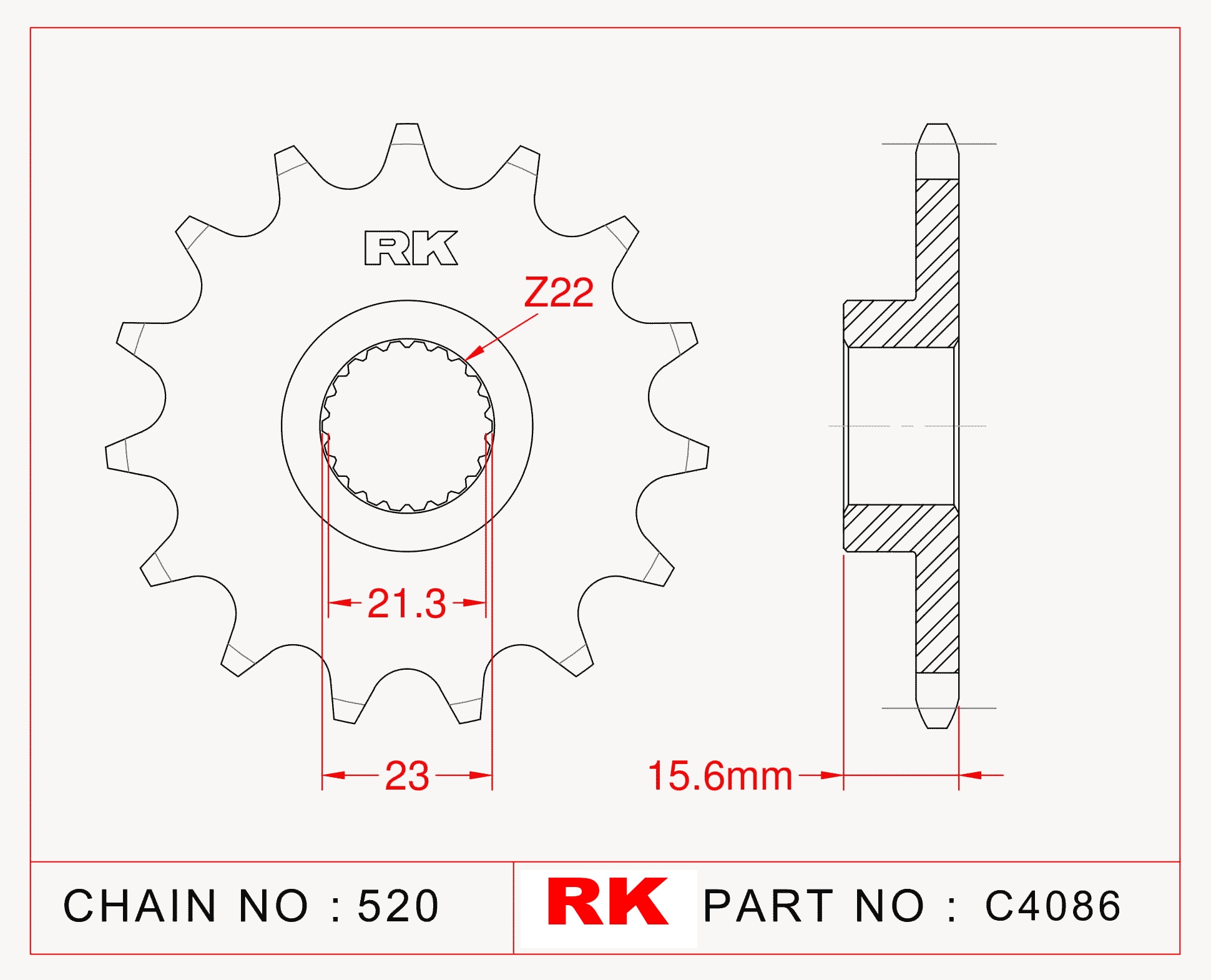 RK Çelik Ön Dişli C4086-15 