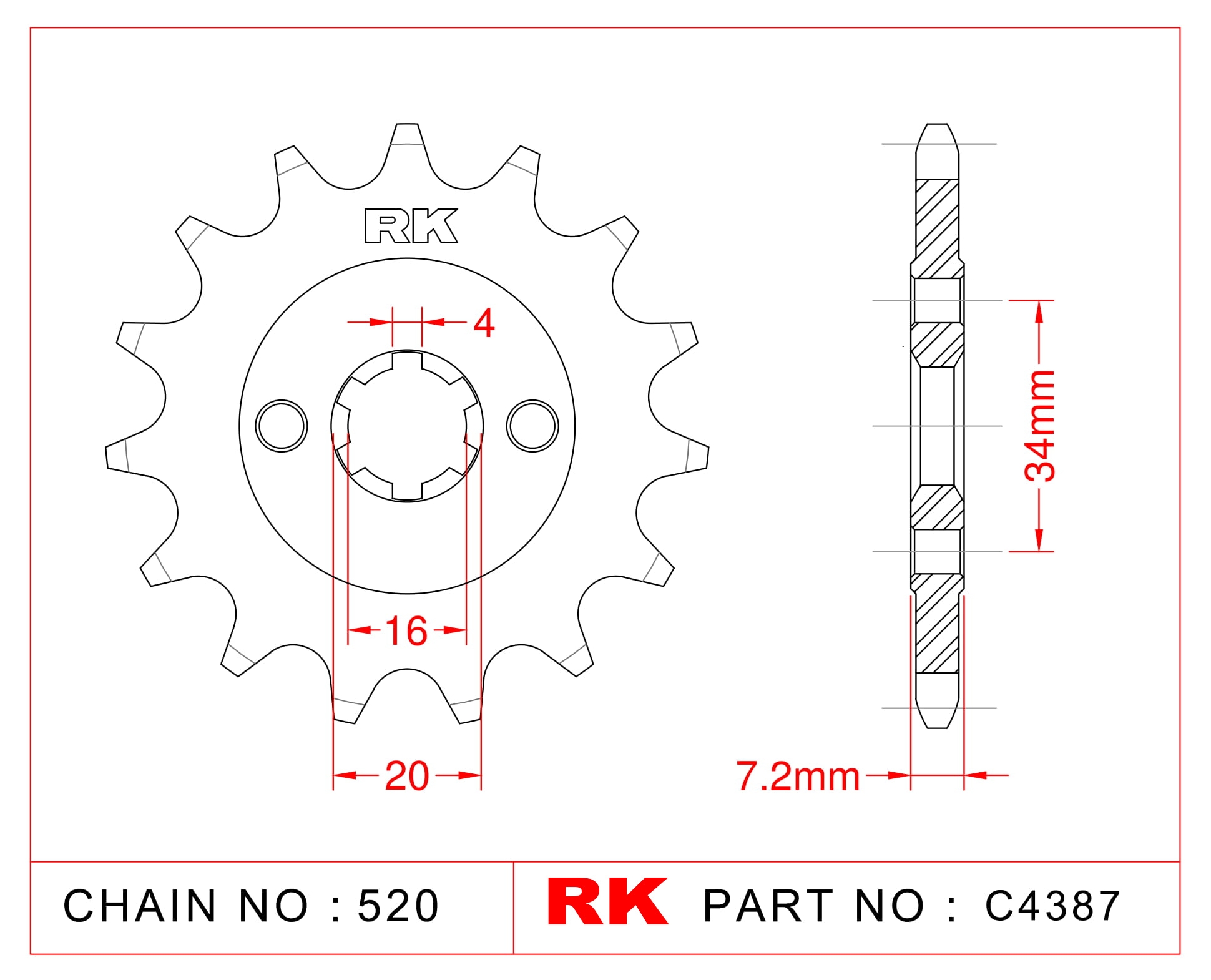 RK Çelik Ön Dişli C4387-14 