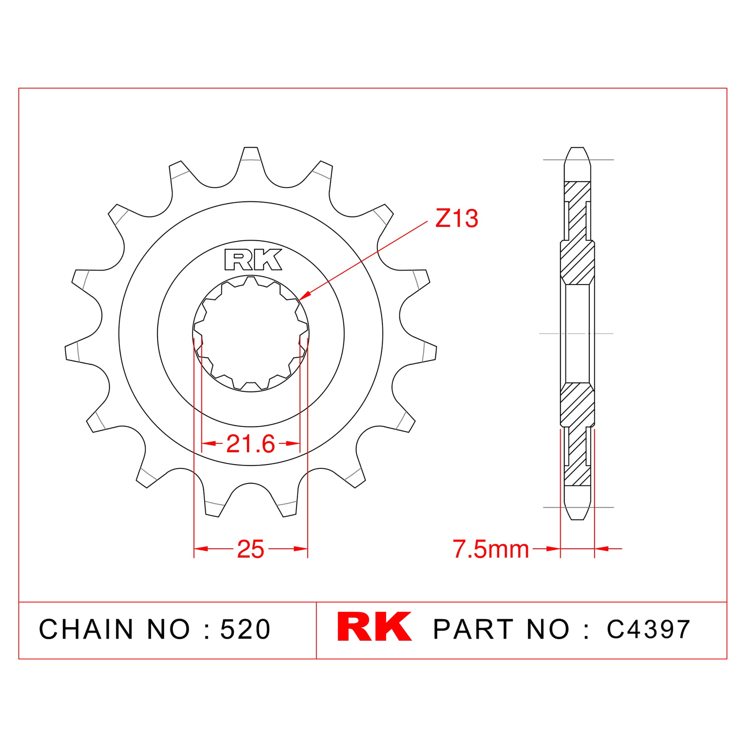 RK Çelik Ön Dişli C4397-16 