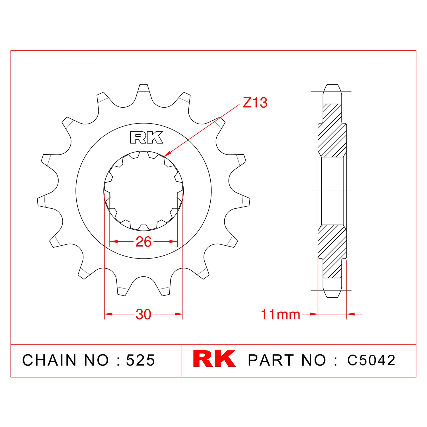 RK Çelik Ön Dişli C5042-16 