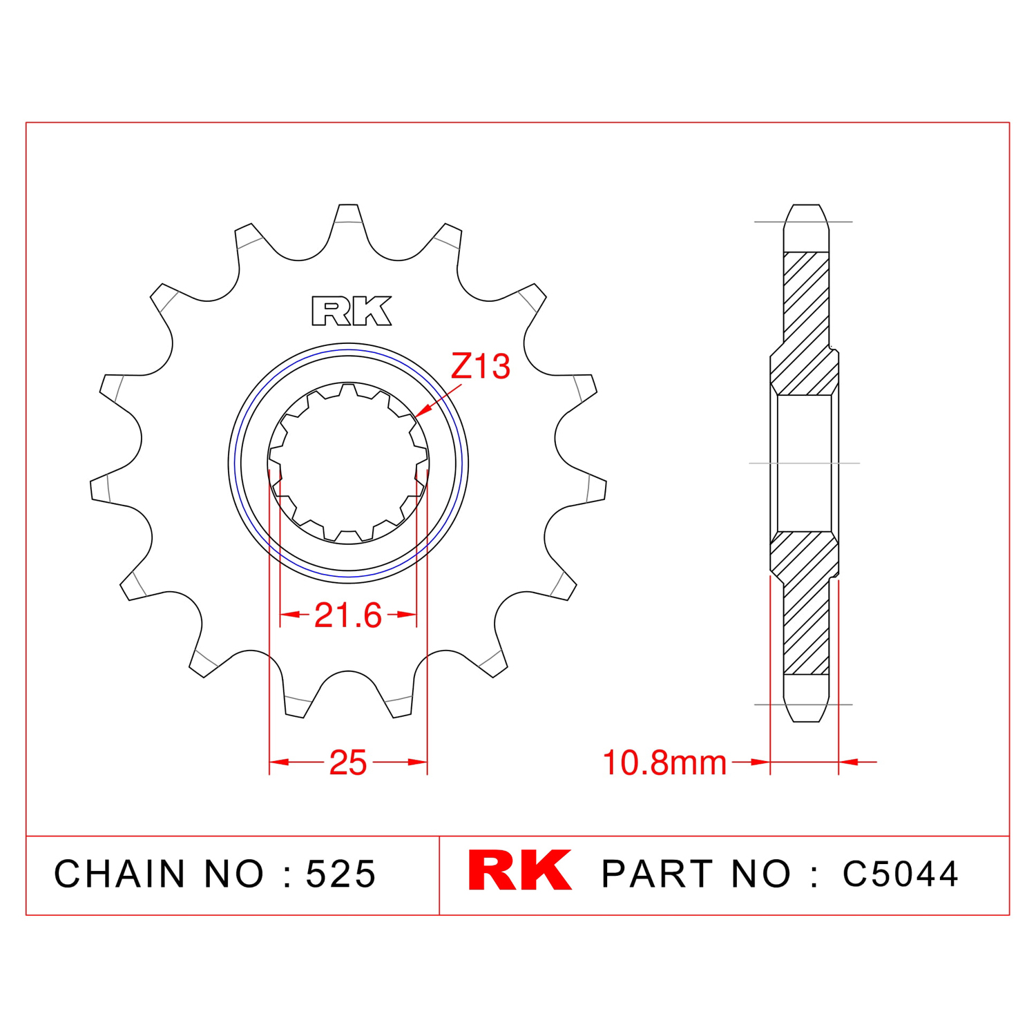 RK Çelik Ön Dişli C5044-16 