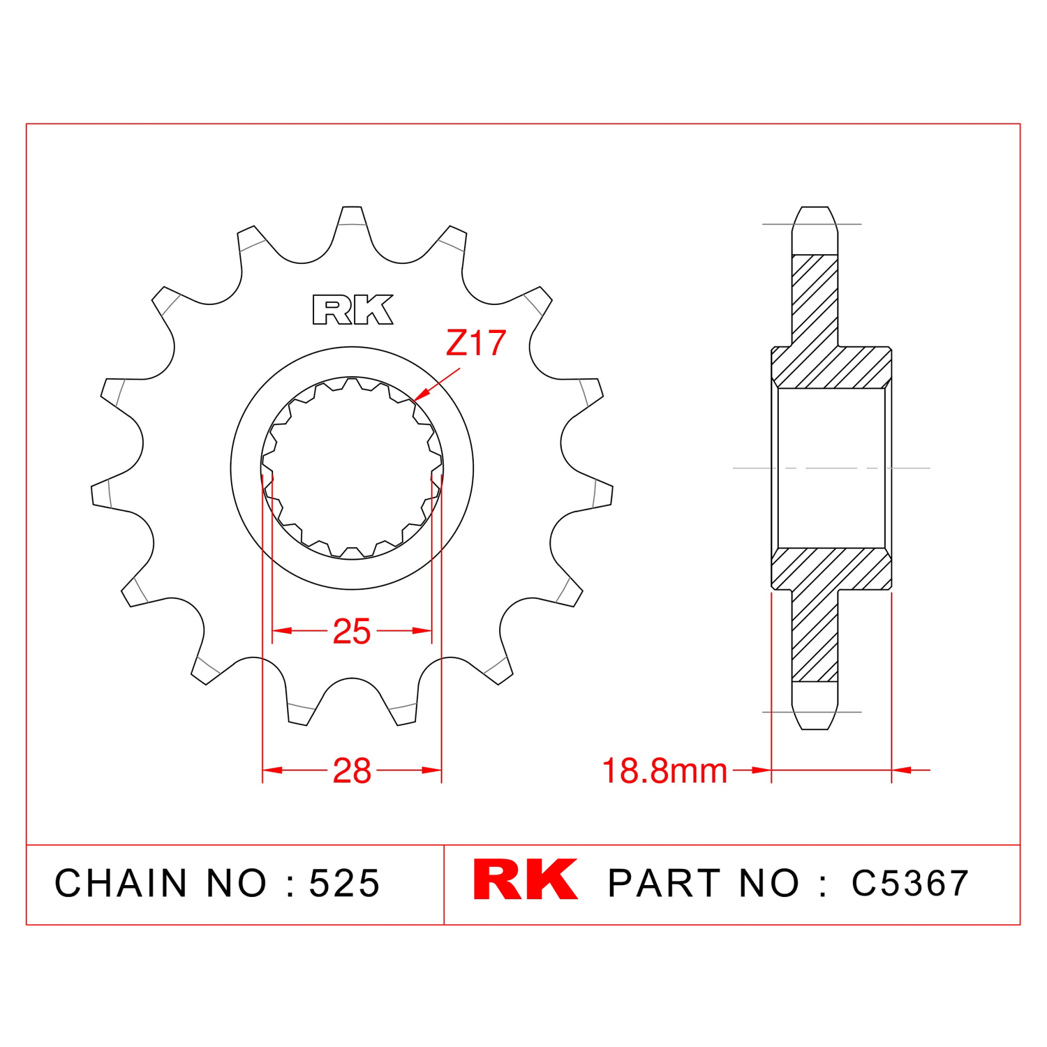 RK Çelik Ön Dişli C5367-17 