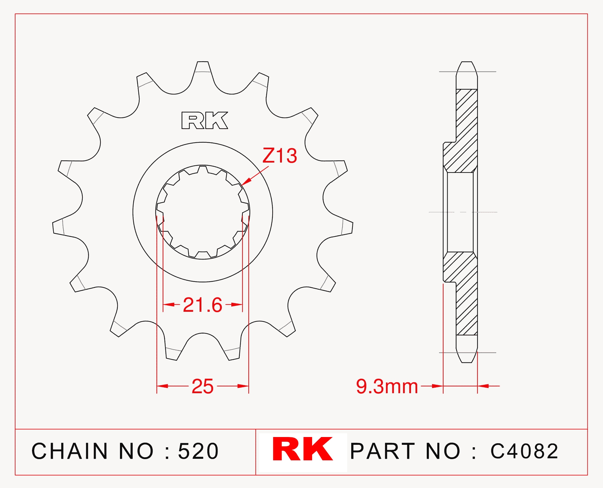 RK Çelik Ön Dişli C4082-14 