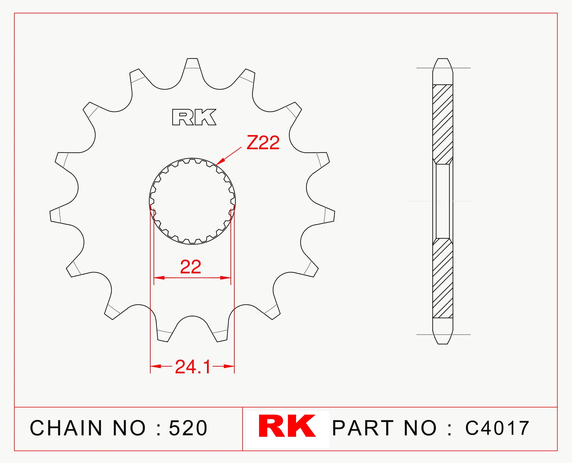 RK Çelik Ön Dişli C4017-17 