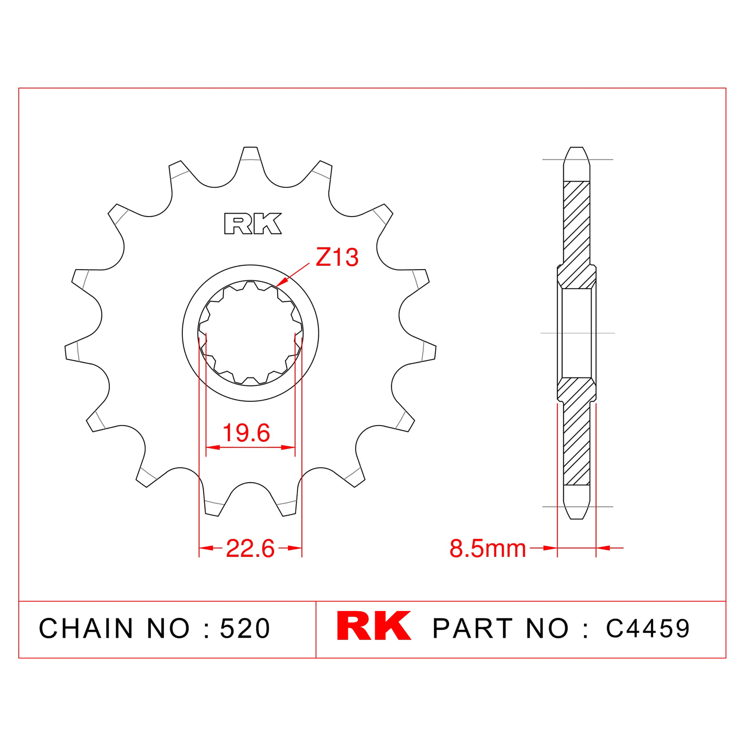 RK Çelik Ön Dişli C4459-14 