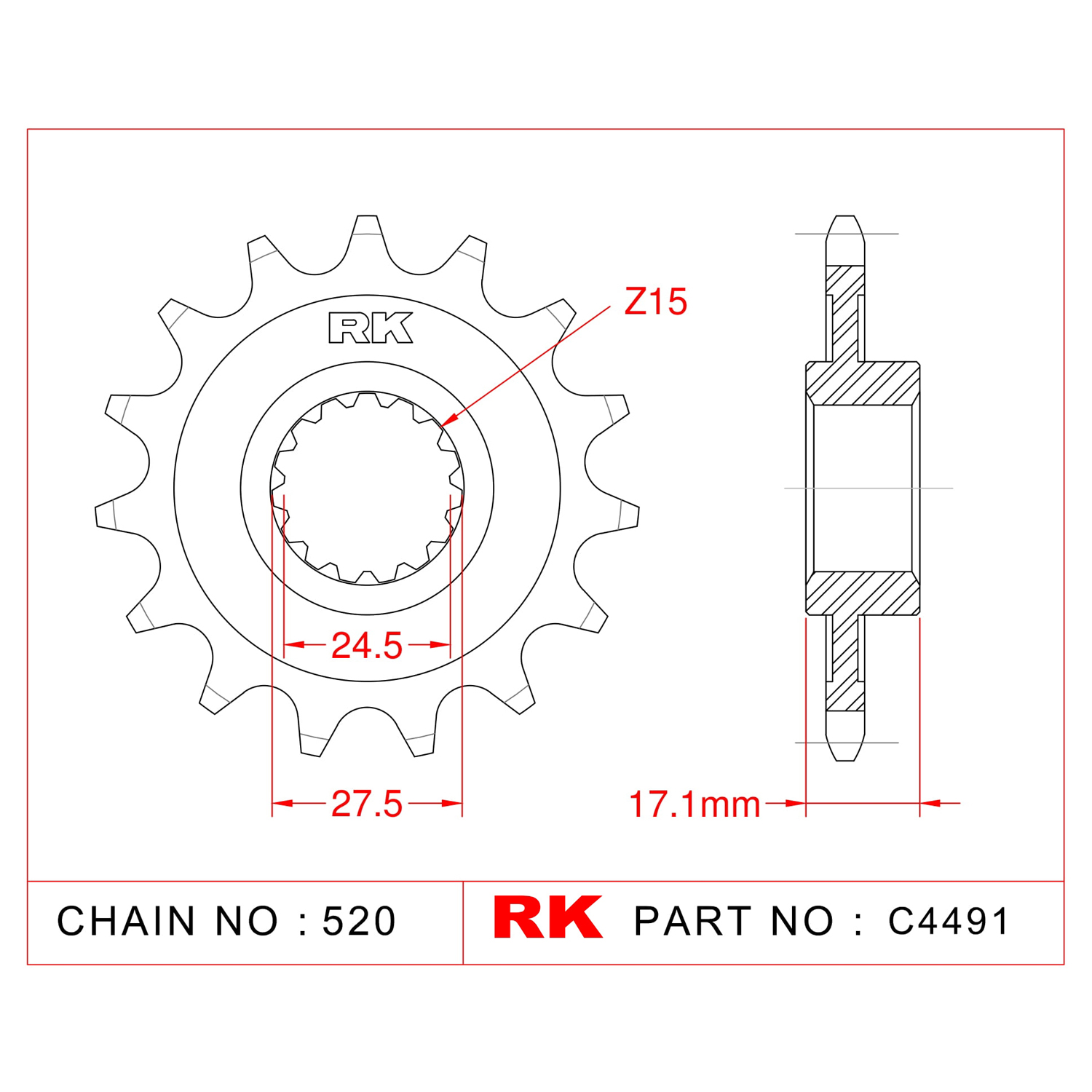 RK Çelik Ön Dişli C4491-15 
